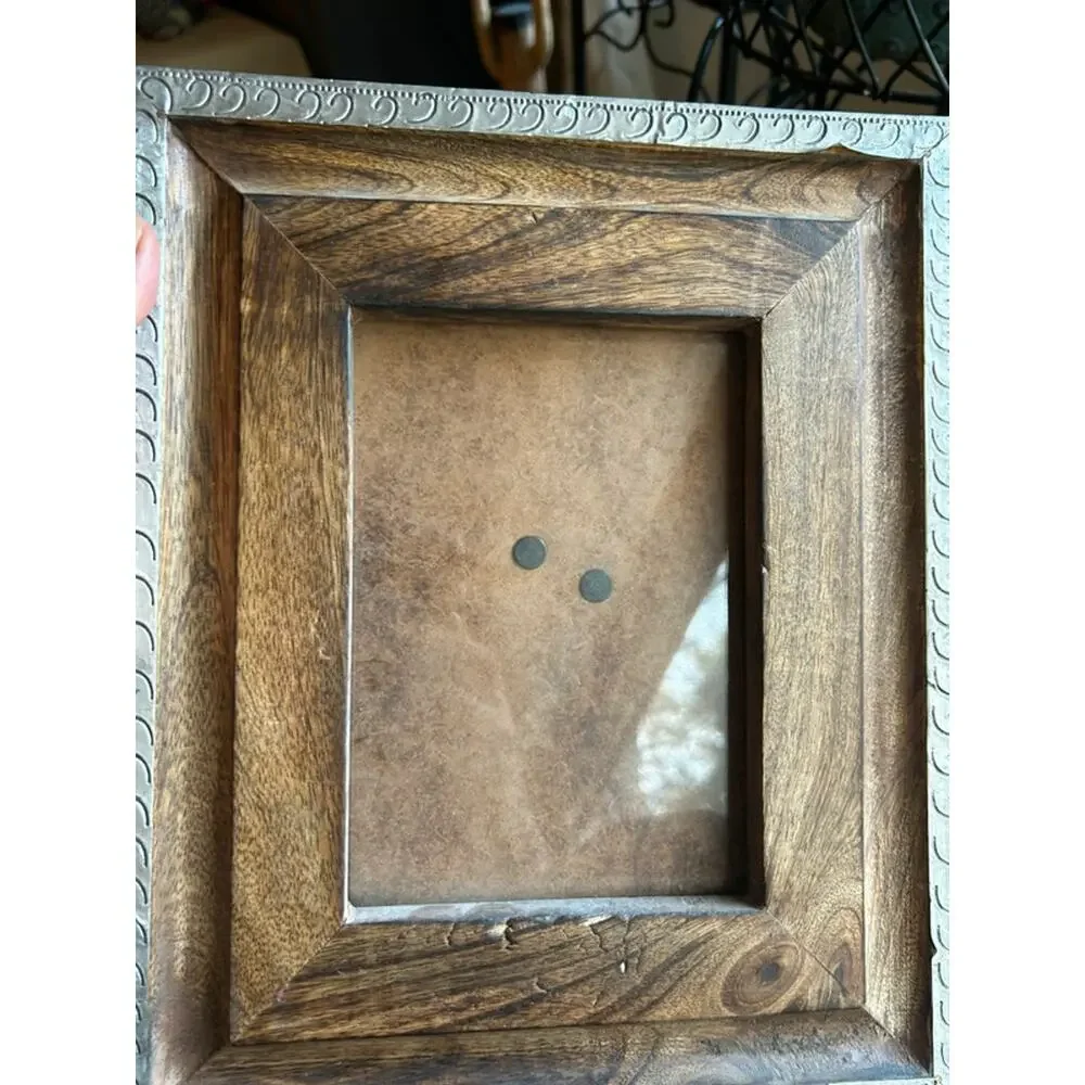 New brown wood frame metal border made in India